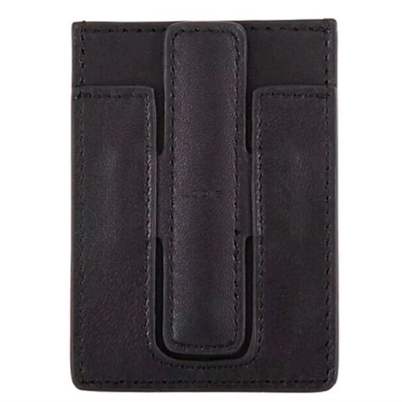 LODIS Adhesive Tech Card Case Phone Stand Black Leather RFID Protection (2) New - Picture 5 of 11